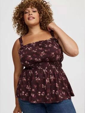 Torrid Challis Babydoll Cami Size 00 M/L Floral Pre-owned